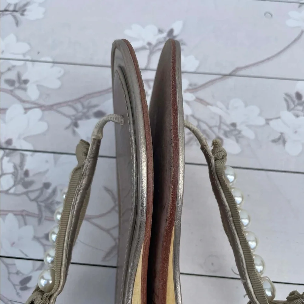 Kate Spade Tan Sandals with Pearl Details